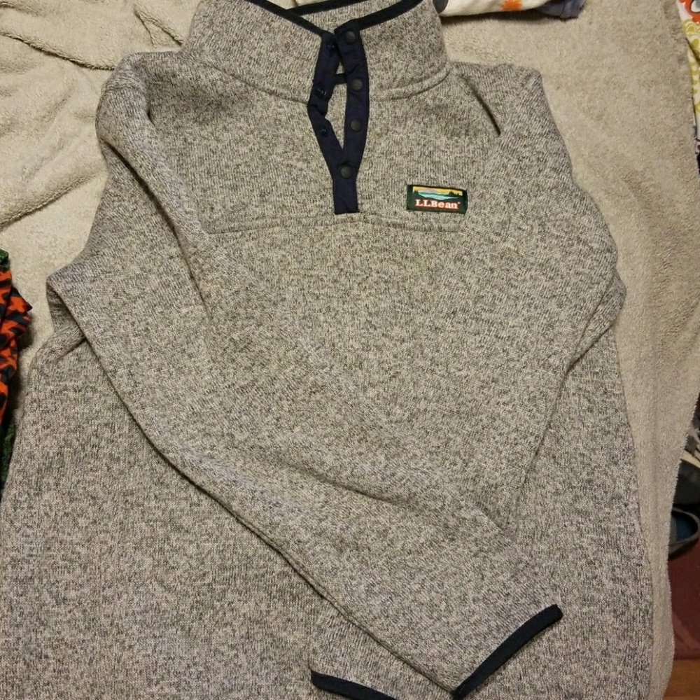 ll bean sweater fleece 1/2 button